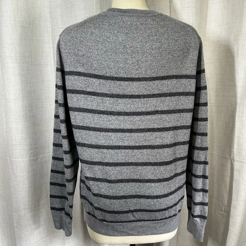 Banana Republic Pima Cotton Cashmere‎ Sweater Mens Large Gray Striped Preppy